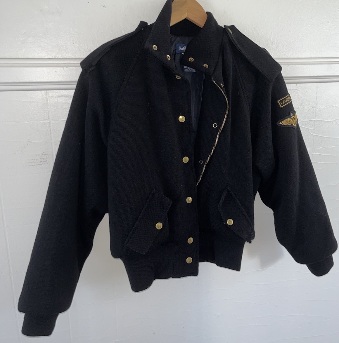 Vintage 80s Ralph Lauren Wool Military Thinsulate Bomber Jacket Talon Zip-Sz M