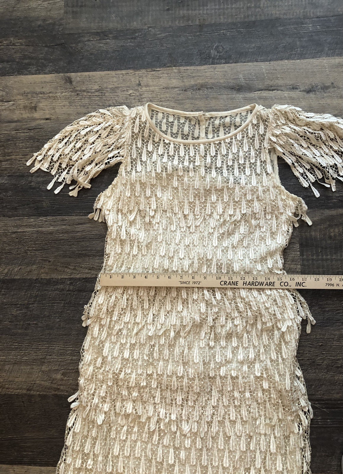 1980’s Vintage Samax Ivory Layered Dress Great Gatsby Flapper Crochet Lined~S