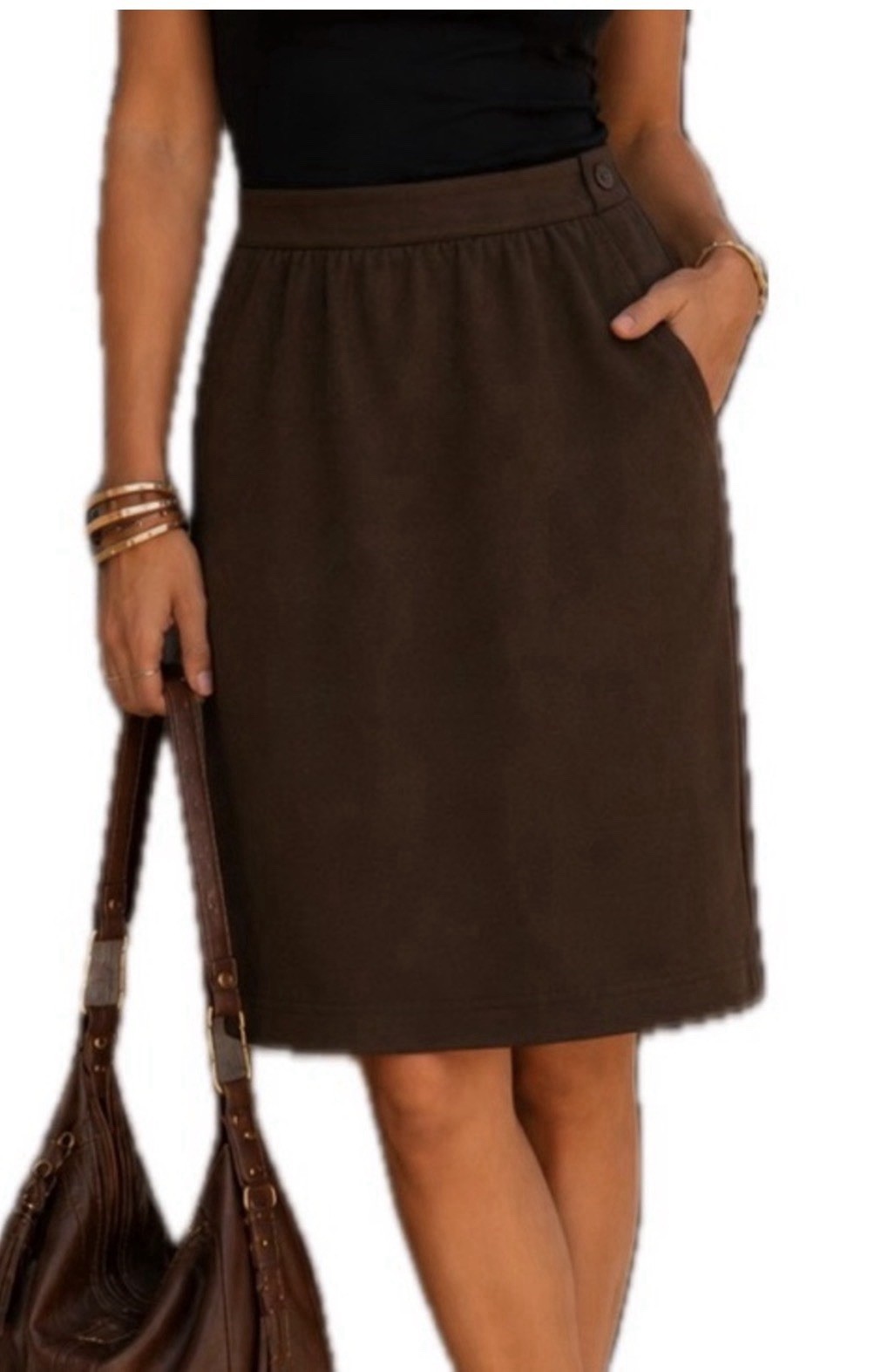 Vintage 1980s Copley Square Ltd. Wool Espresso A-line midi Skirt. Women’s Size 6