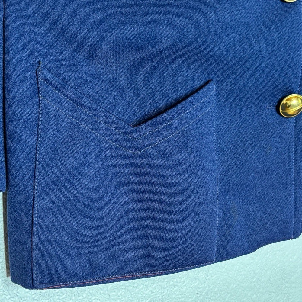 VTG Vicky Vaughn 60s 70s Sport Navy Blue Blazer Jacket Orange Gold Lining 15