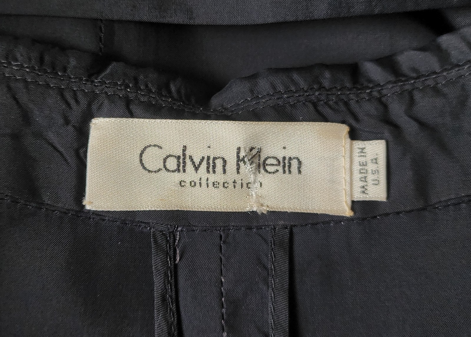 VTG S/S 1997 Calvin Klein Collection Charcoal Black Rayon Minimal Duster Coat