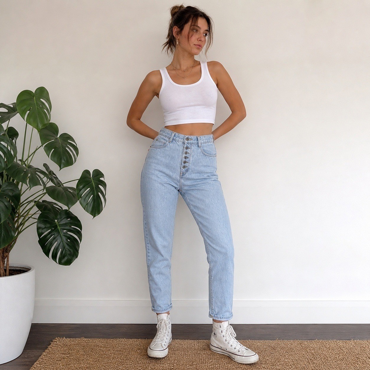 Vintage 90s Bonjour Mom Jeans 28×29 High Waist Button Fly Tapered Denim 5/6 Y2K