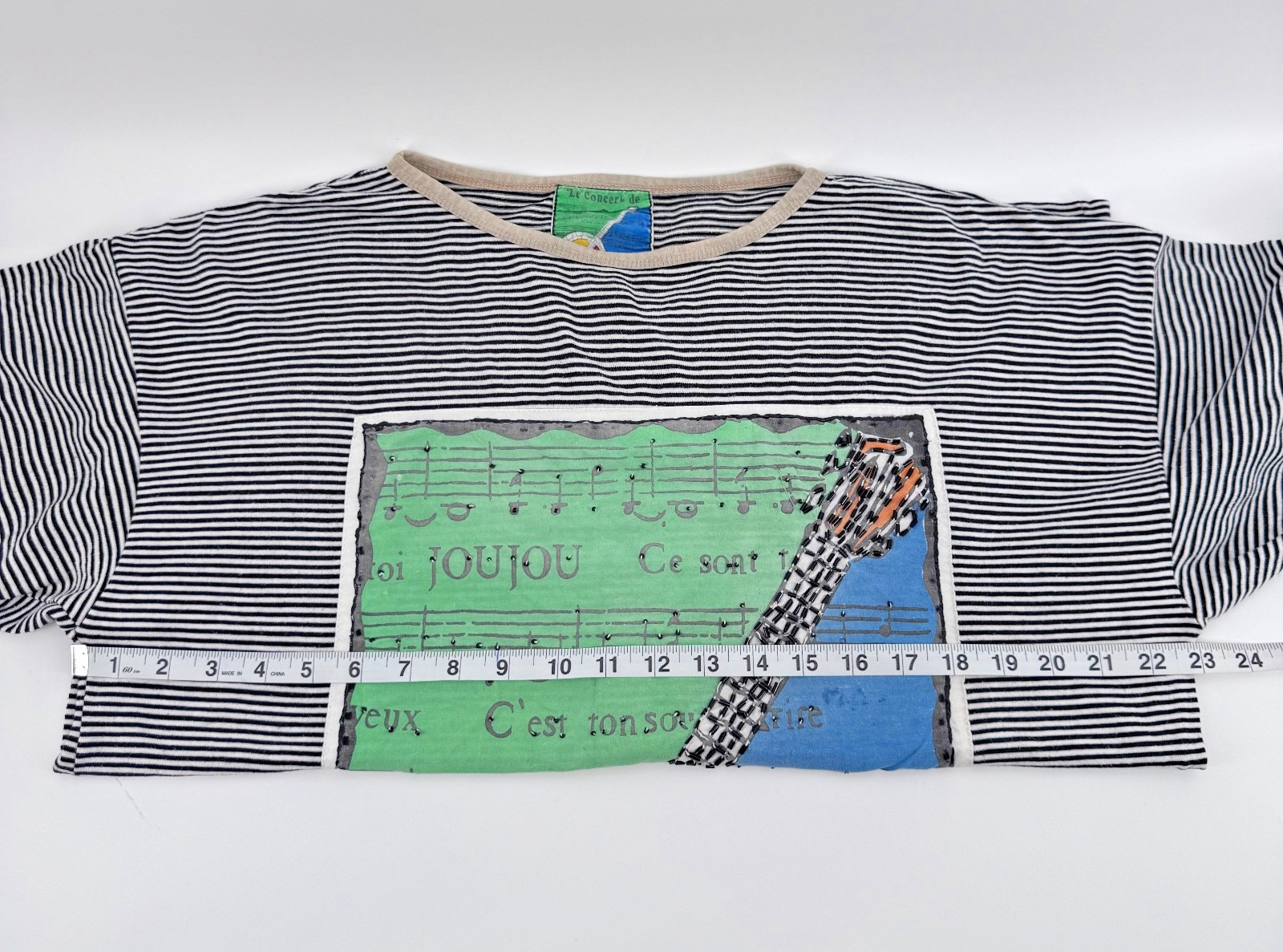 VTG JouJou T-shirt Le Concert de JouJou Black & White Striped- Art Music Grunge