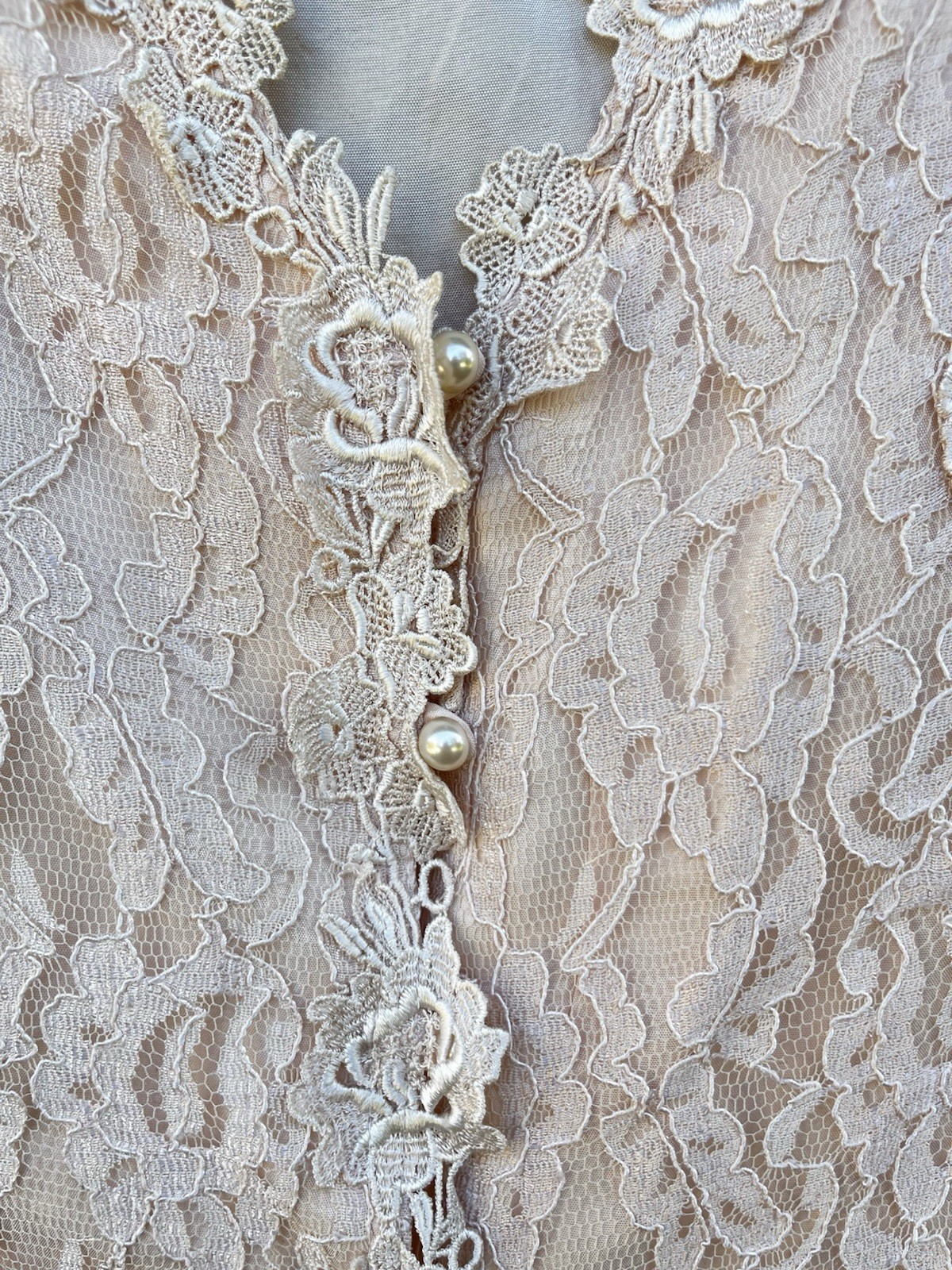 VTG 90s Lisa Michaels Romantic Coquette Top Jacket Peach Lace Size 24