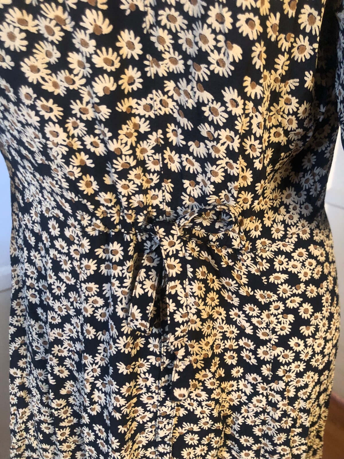 Vtg 90s 30s KAREN ALEXANDER Dress 4 S M Midi Rayon Mini DAISY FLORAL Cottagecore