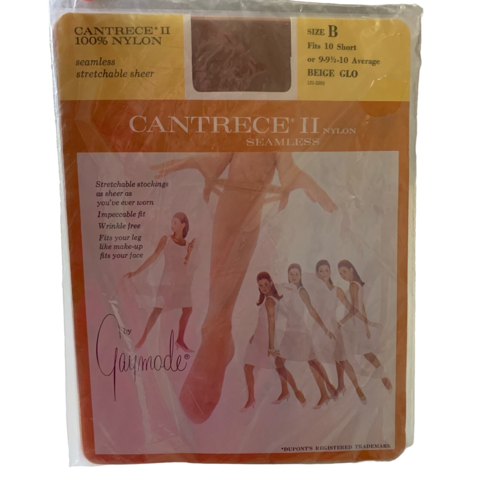 JC Penney Gaymode Cantrece II Stockings SIZE B GARTER Beige Glo Stretch 3 PACK