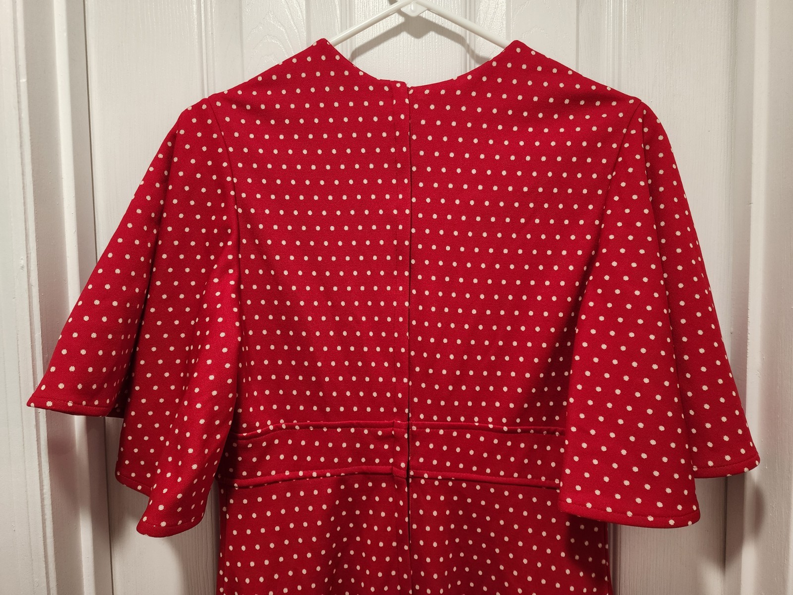 Vtg 60 70s Vicky Vaughn Red Polka Dot Fit Flare Flutter Sleeve Maxi Dress Sz Med