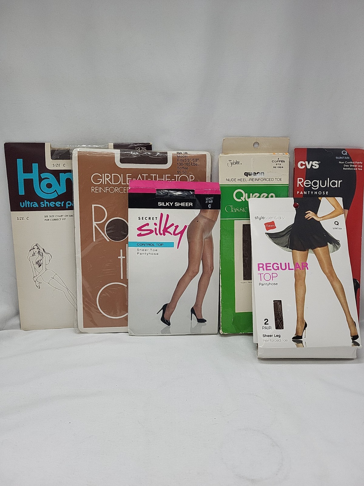 Vintage Ladie’s Panty Hose – Lot Of 6 – Size Queen & C – Various Colors &…