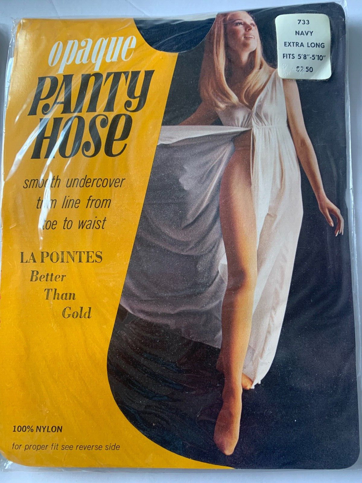 4 XL VINTAGE La Pointes Opaque Pantyhose Black, Plum, Navy, Dubonnet 1970s NIP