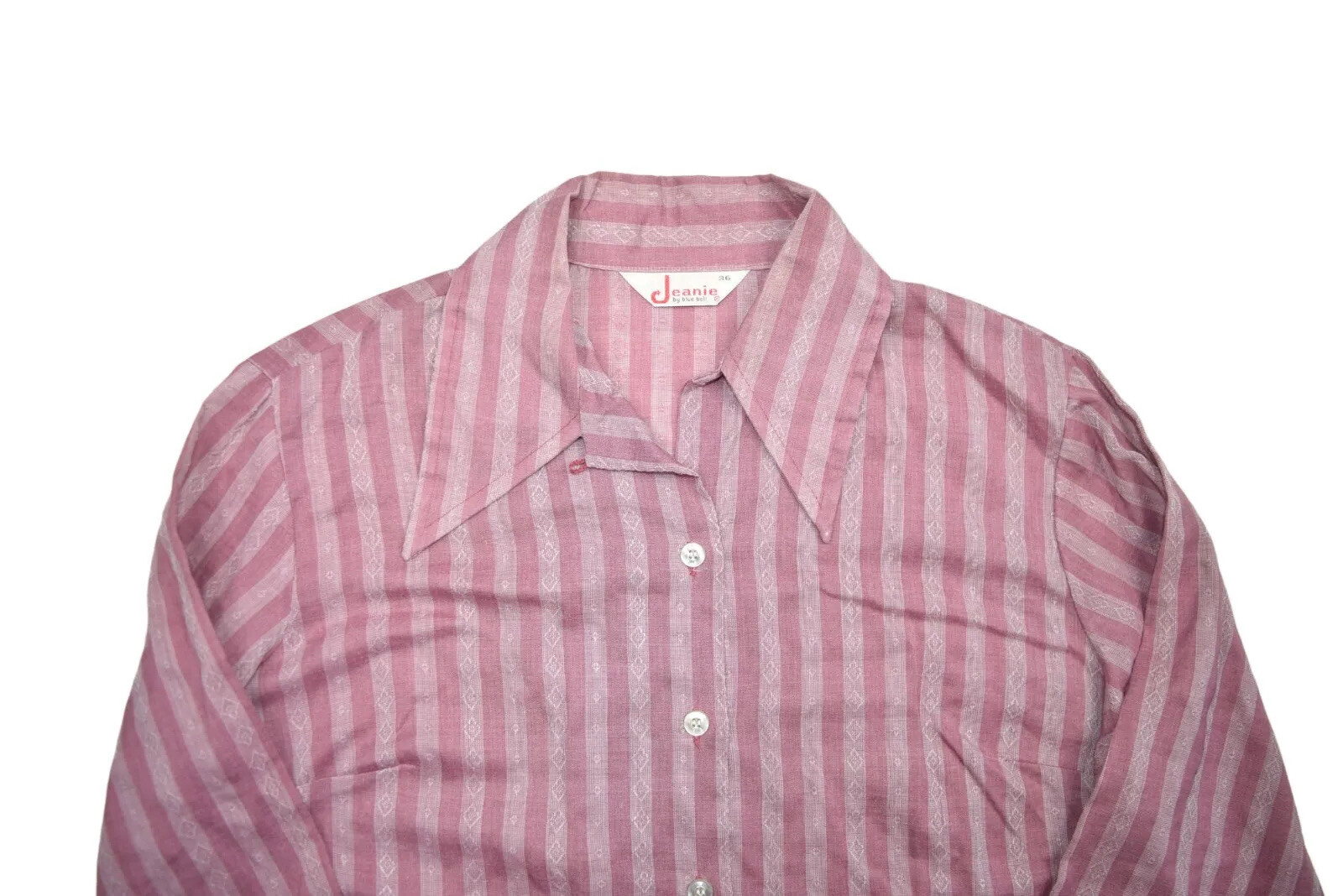 Vintage Loop Collar Shirt Womens L 36 Purple Striped Western Jeanie Blue Bell