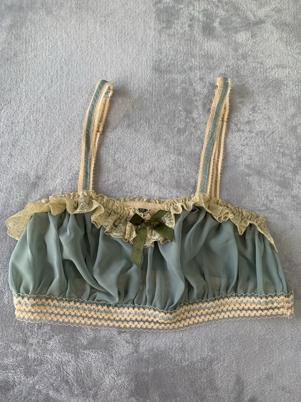 NEW Sheer Chiffon Lingerie Set 1X Bloomers Panties and Cami Top Frilly