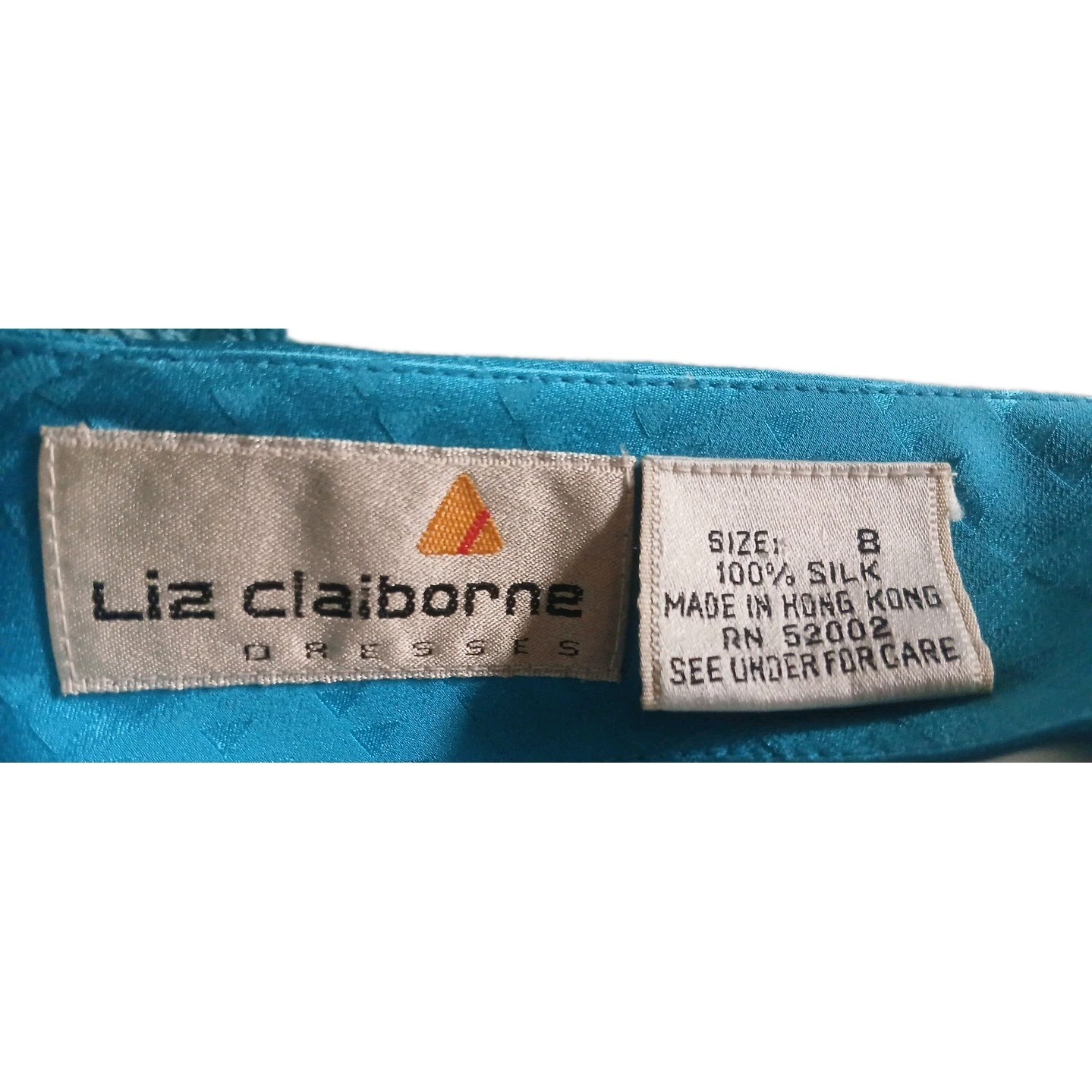 Teal Silk Blouson Dress Liz Claiborne 1980s Back Button sz 8