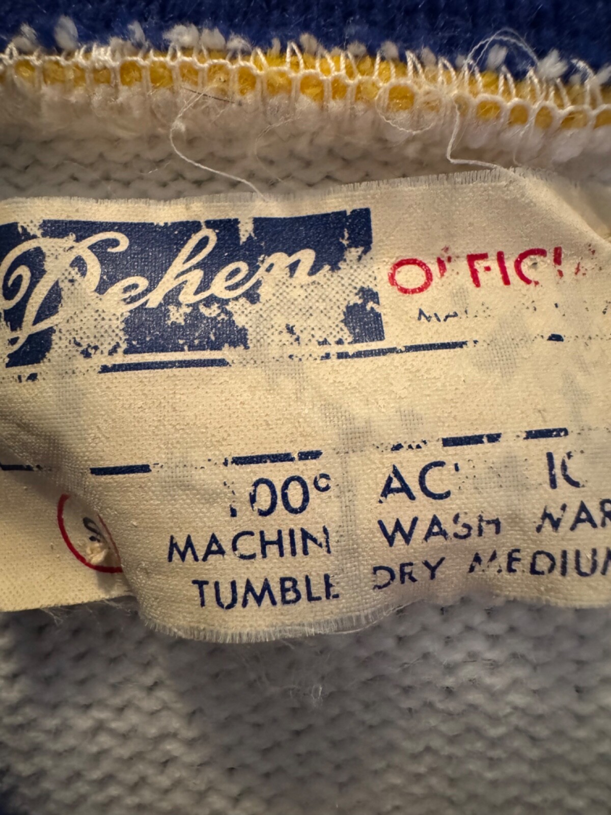 Vintage Dehen Cheerleading Sweater, Size Medium, Royal Blue, Gold and White