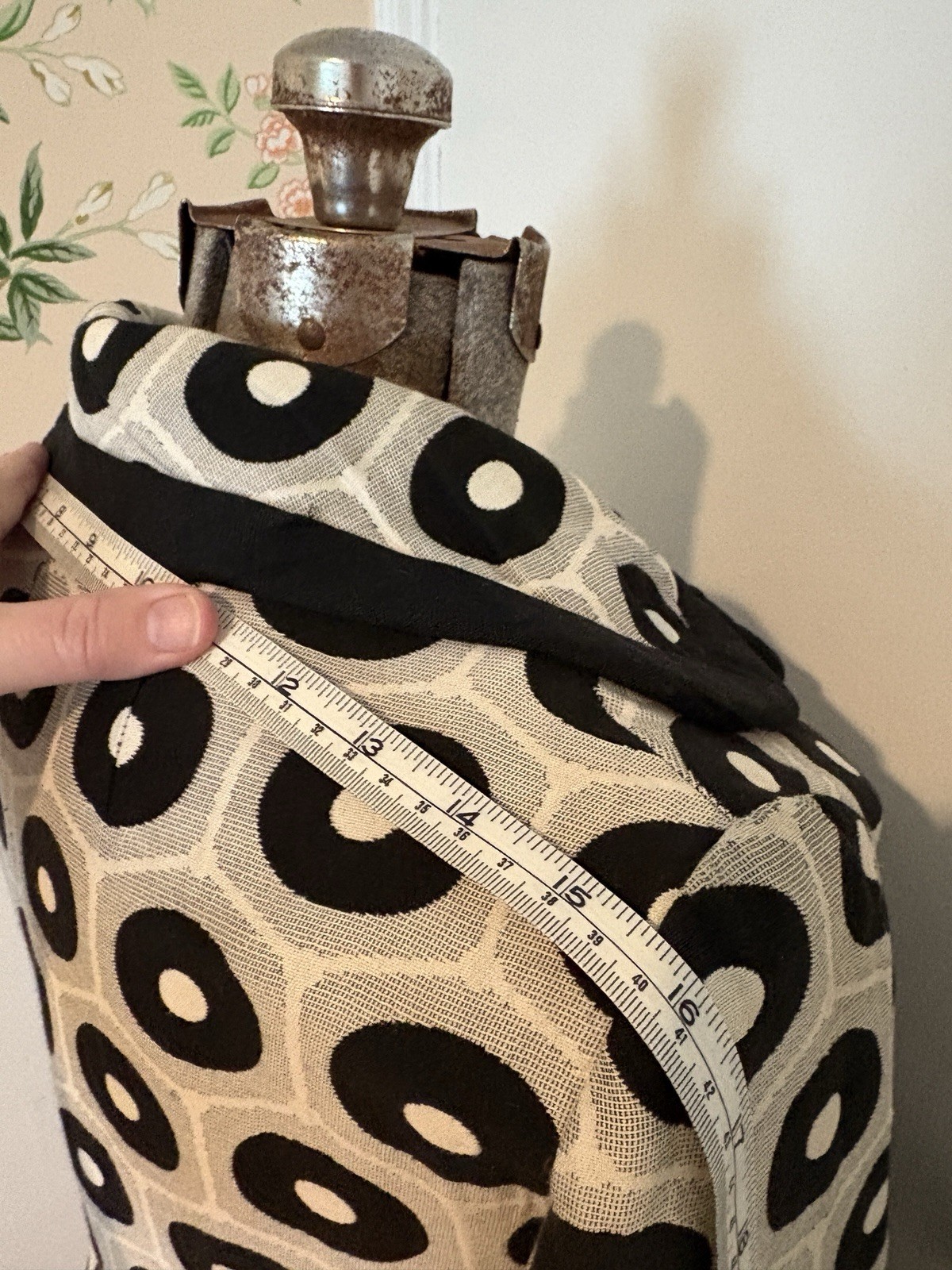 Vintage Ole Borden Rembrandt Black White Pop MCM Fit Flare Dress 60’s M L Polka