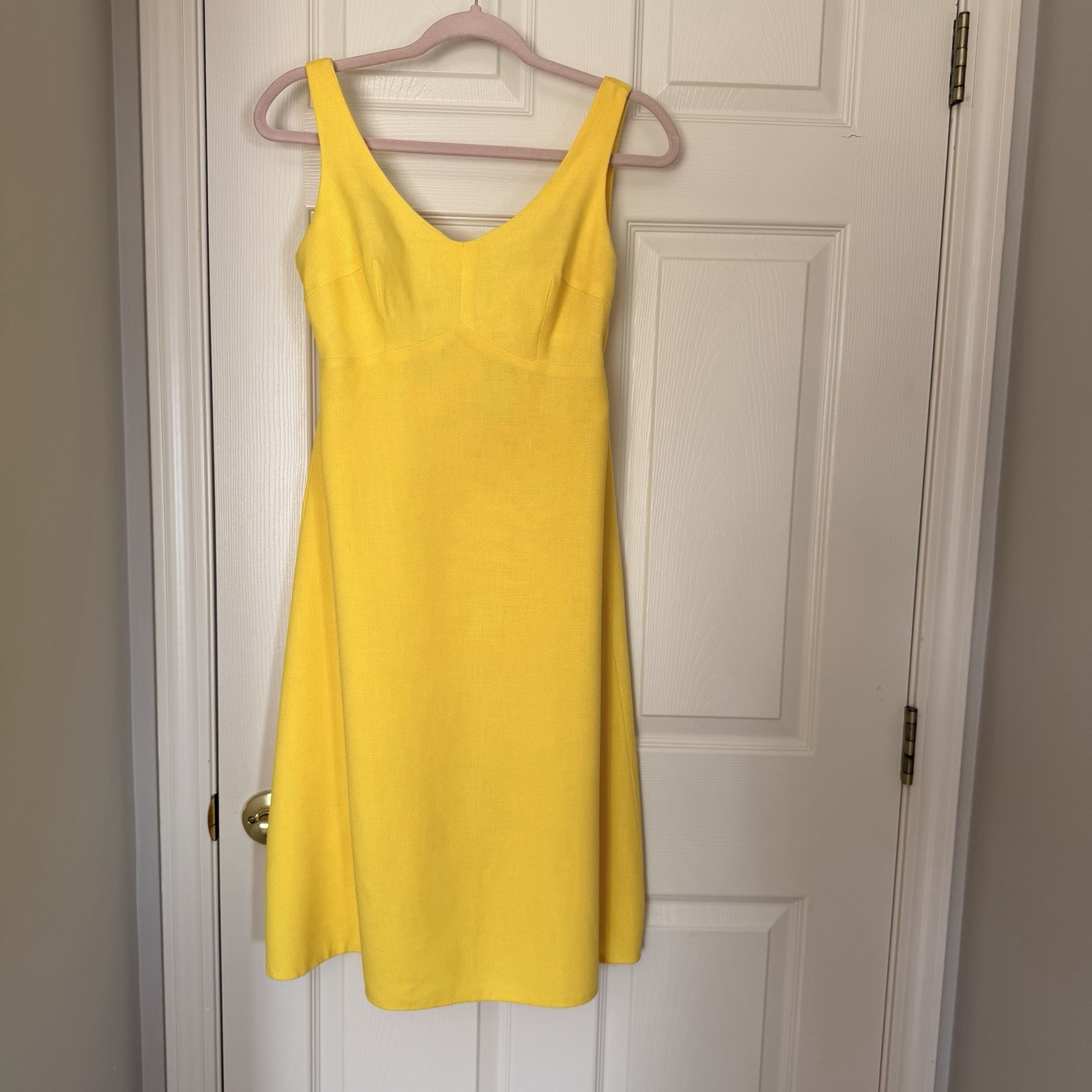 Vintage Carol Brent 60s Yellow Open Back Mod Dress A-Line Sleeveless Size S