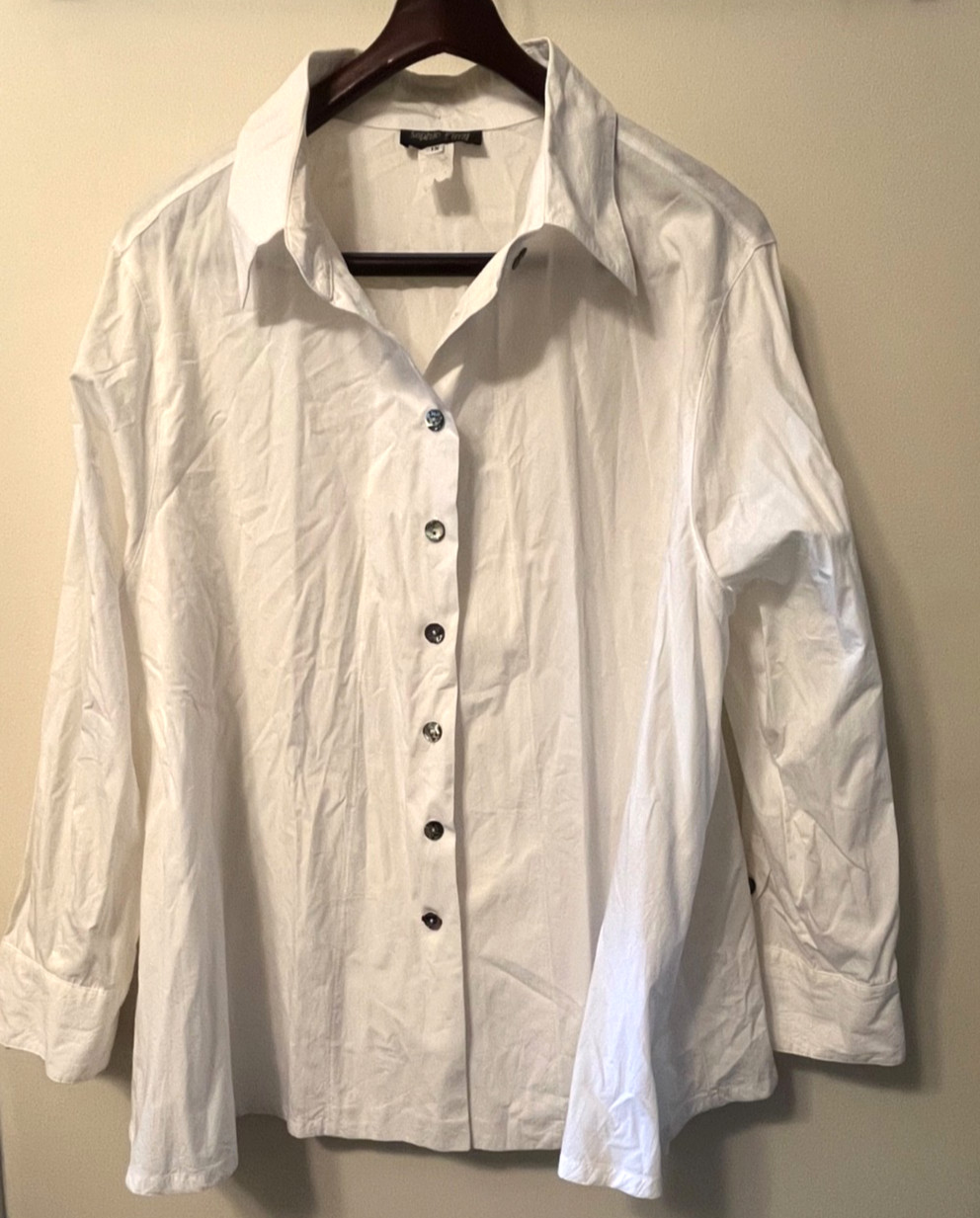 VINTAGE 90s SOPHIE FINZI WHITE COTTON OVERSIZED BUTTON BLOUSE SHIRT TOP WOMEN 1X