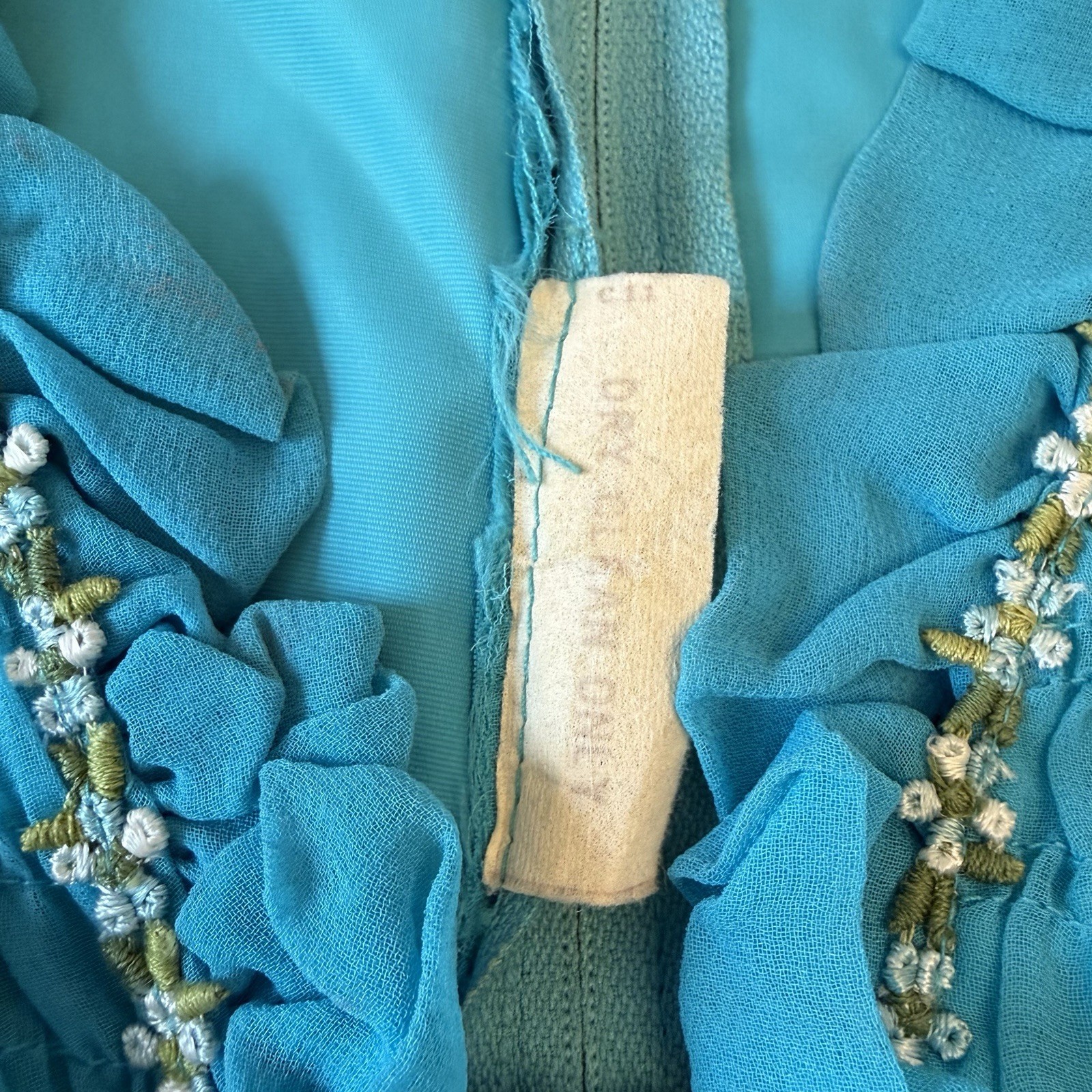 Vintage 70s Teal Chiffon Maxi Dress Size XS Bridesmaid Twiggy Retro MCM 60s Gown