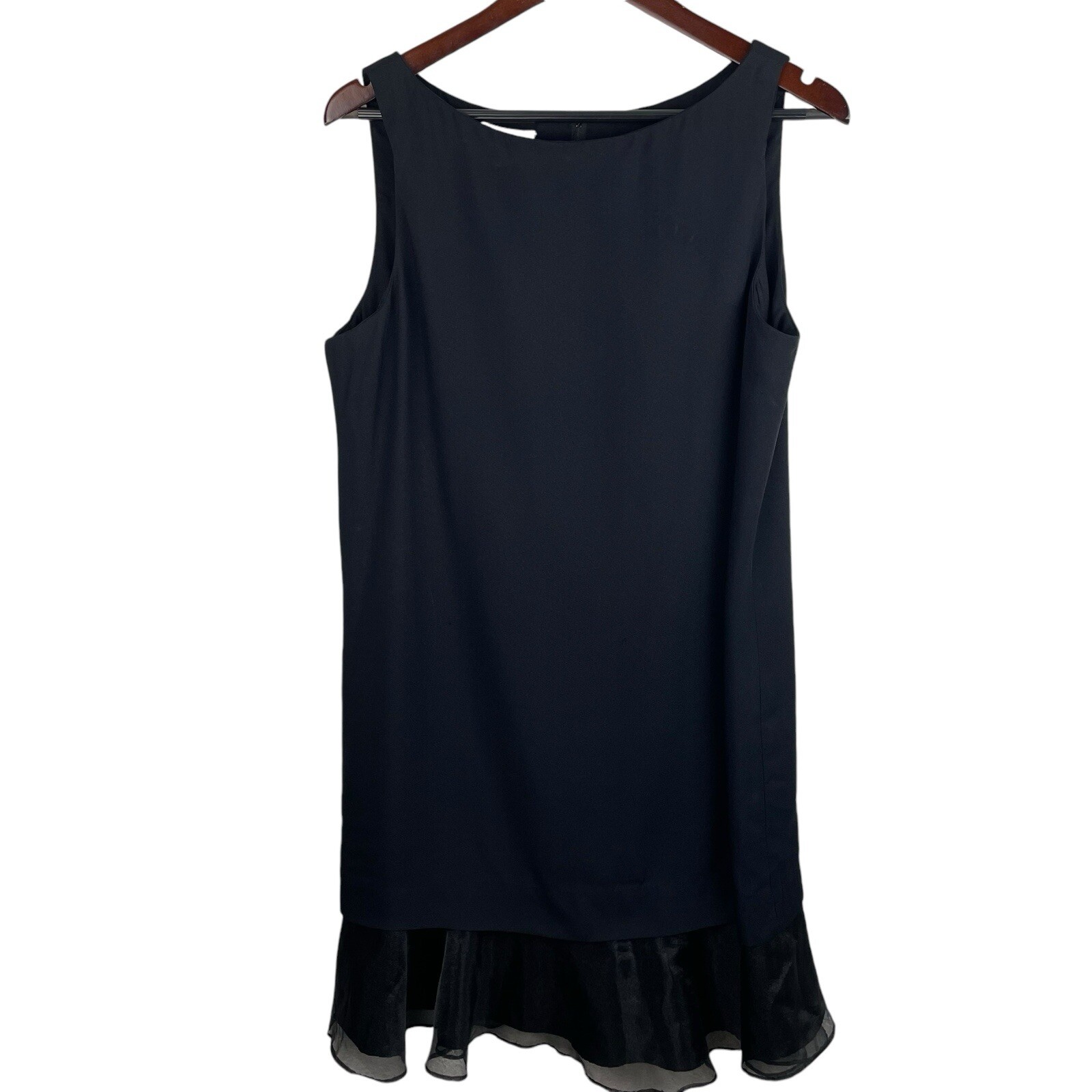 Ambria Vintage Size 14 Black Sleeveless Crinoline Hem Party Dress Retro USA Film