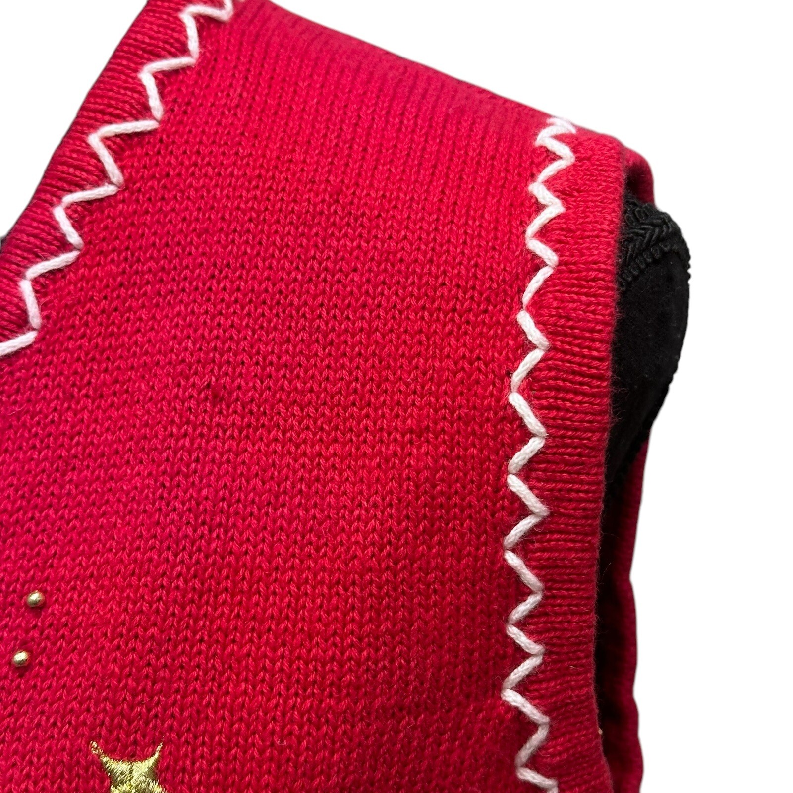 Designer Original Studios Large Vintage Christmas Tree Embroidered Red Vest