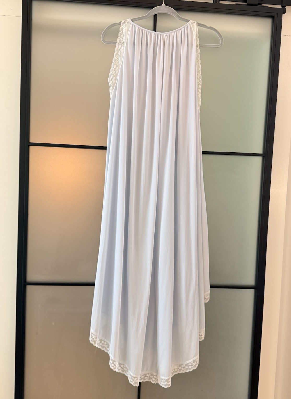 Vintage Eve Stillman Nightgown Blue Lace Nylon Open Side Gown One Size Lingerie