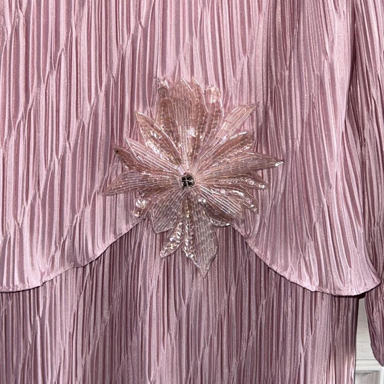 Vintage After Dark Dress Size 11/12 Pink Satin Pleated Overlay 1980s