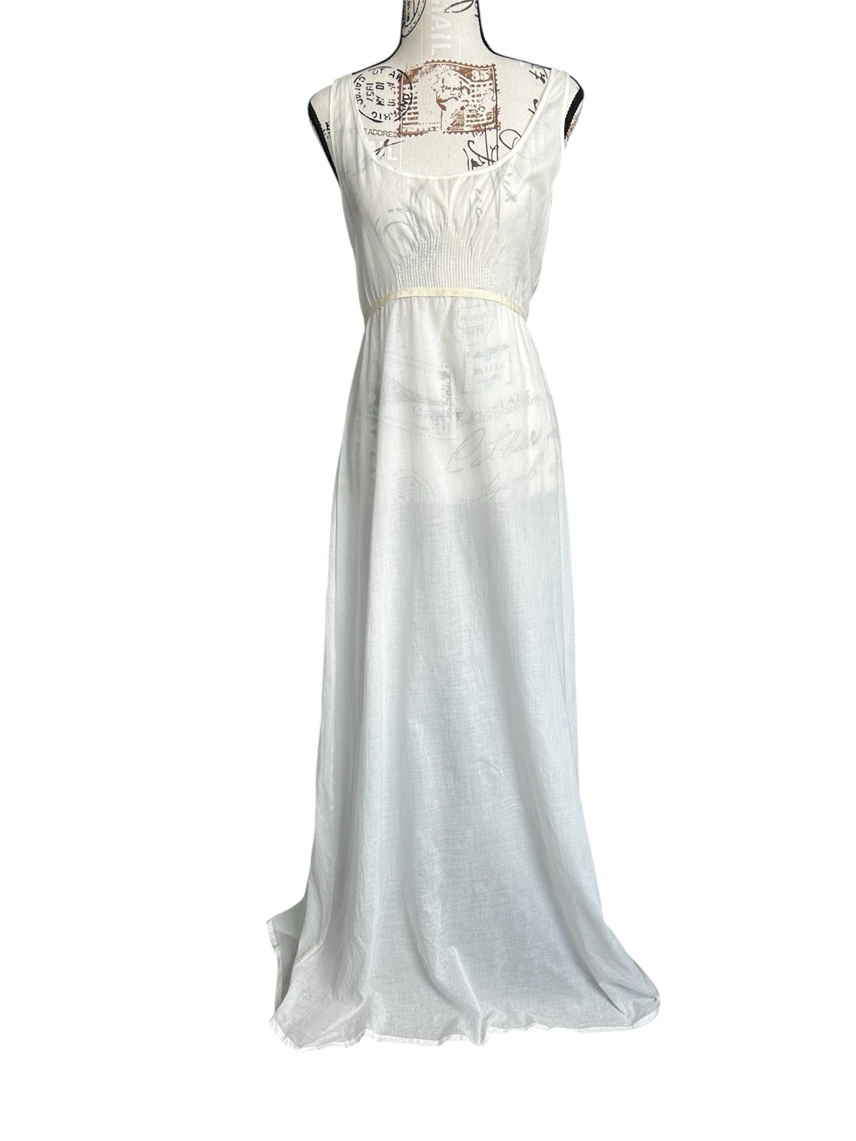 Vintage La Costa Del Algodon Lingerie Voile Cotton Nightgown Small