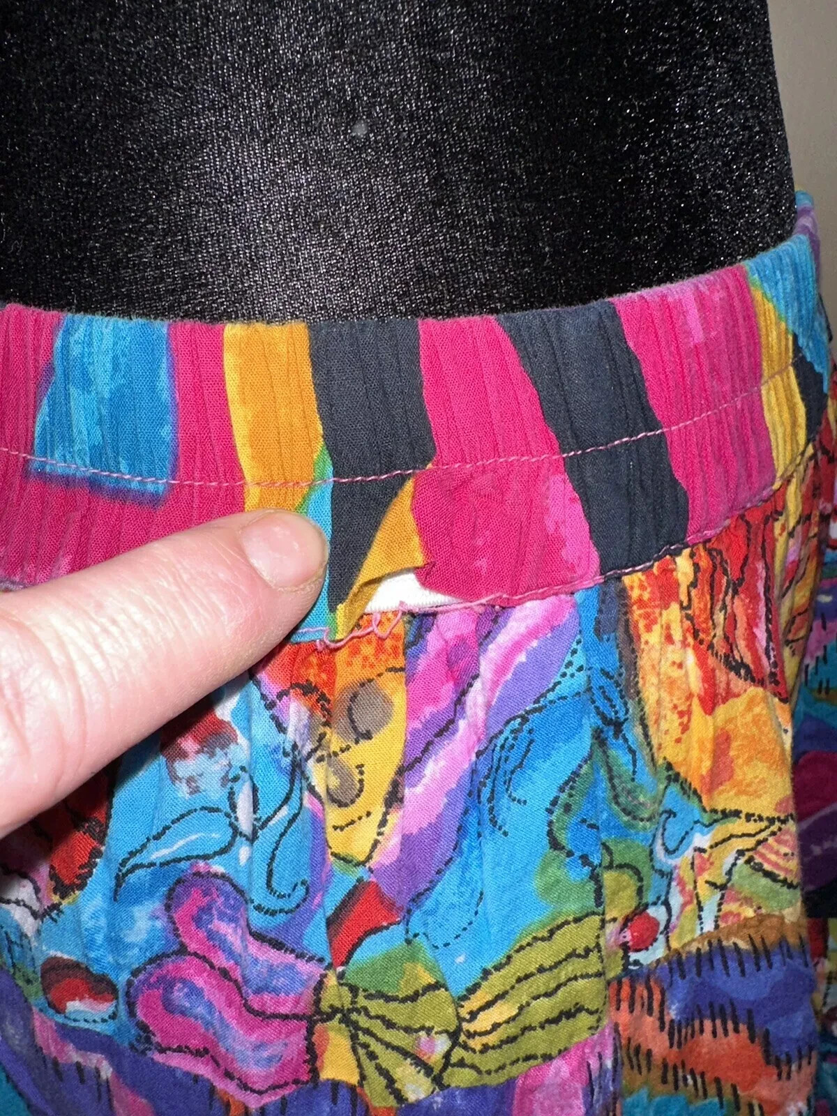Vintage East Bay Gear Abstract Art To Wear Skirt Sz L 100% Cotton s100