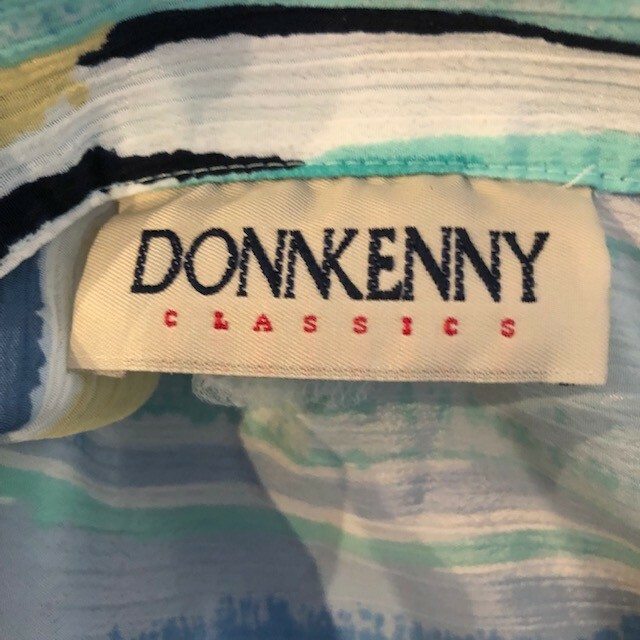 Vintage Blouse Donnkenny Classics Women’s Size S Striped Blue Yellow Green