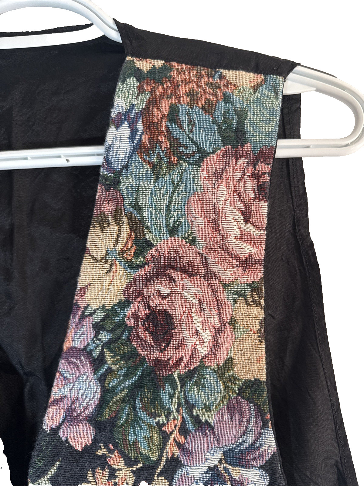 Vintage 90s Woven Floral Multicolor Vest with Black Back and Lining Size M