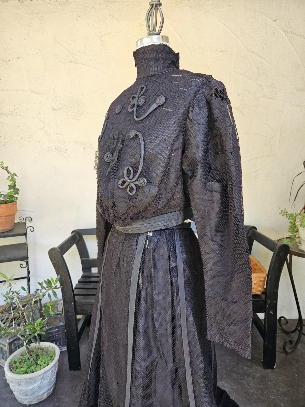 Haunted Antique 1800s Victorian Mourning Dress 2 Piece Black 19th Century Size M