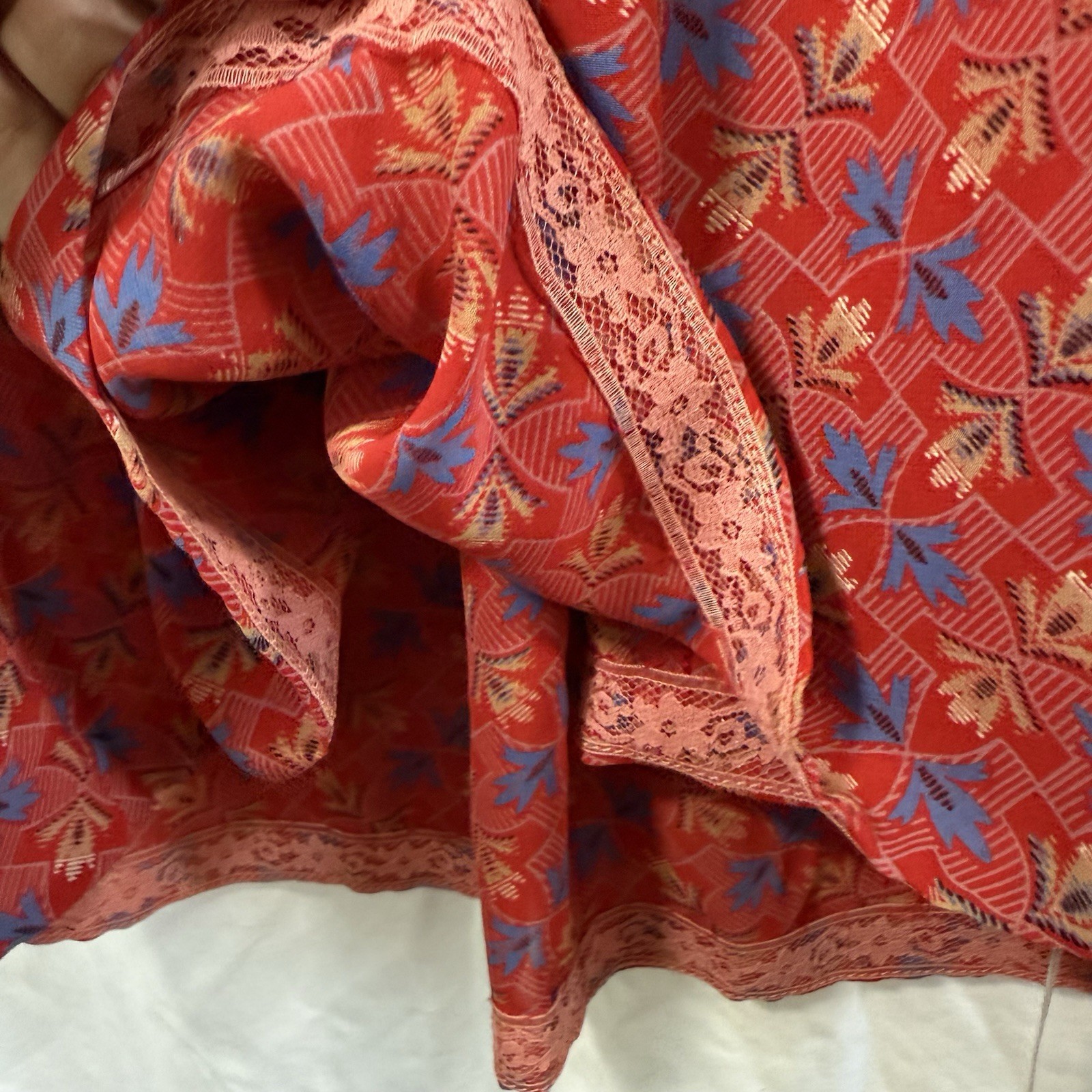 VTG 70’s L Rothschild San Francisco Red Floral Prairie Cottagecore Dress No Sz