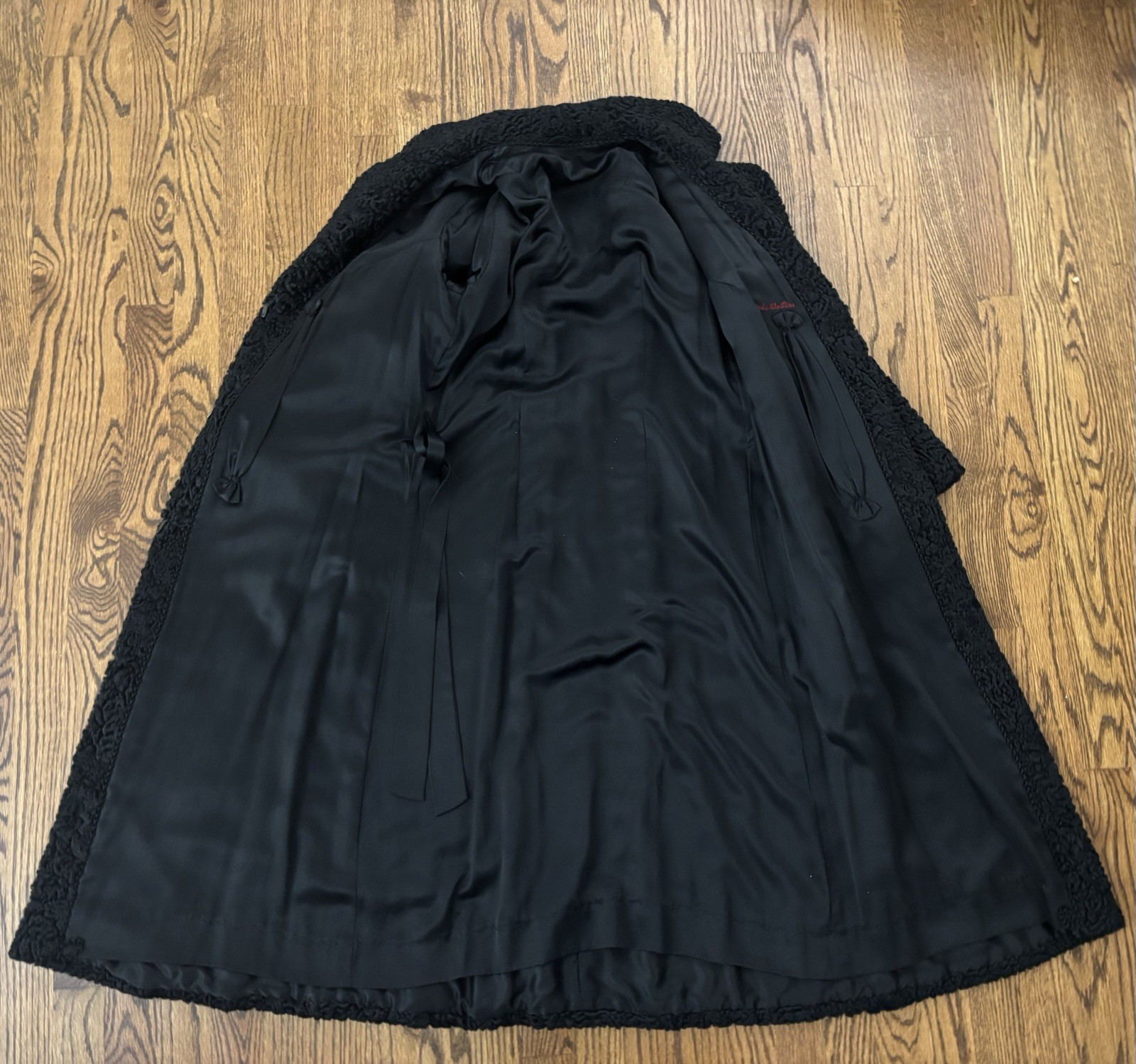 Vintage 1960’s Or 1970’s Genuine Persian Lamb Black Single Breasted Coat S XS