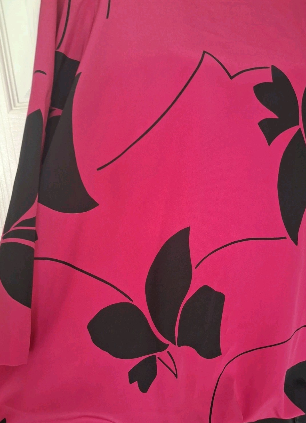 Vintage 80s O’Bryan Blouson Dress Size 20 Drop Waist Pink Black Floral Print