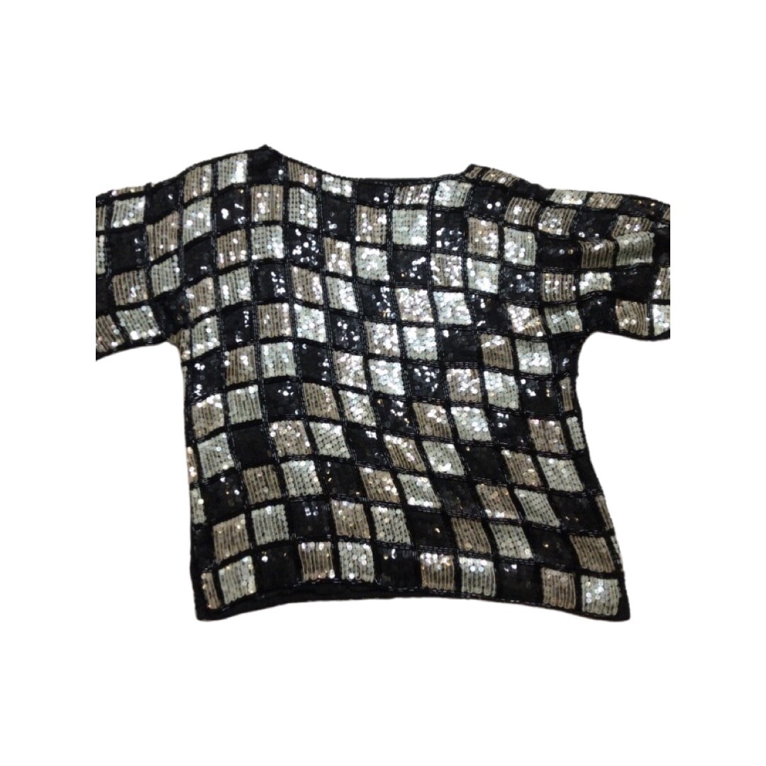 Jennifer George New York Silk Sequin Top Short Sleeve Vintage