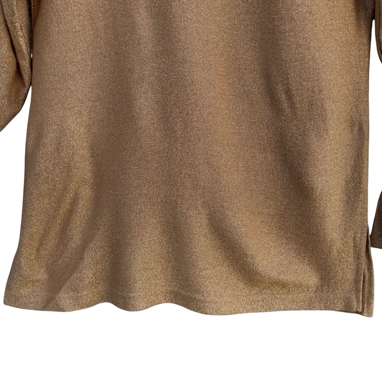 Cervelle Vintage Metallic Gold Mock Neck Shimmer Disco Knit Top S Holiday Glam