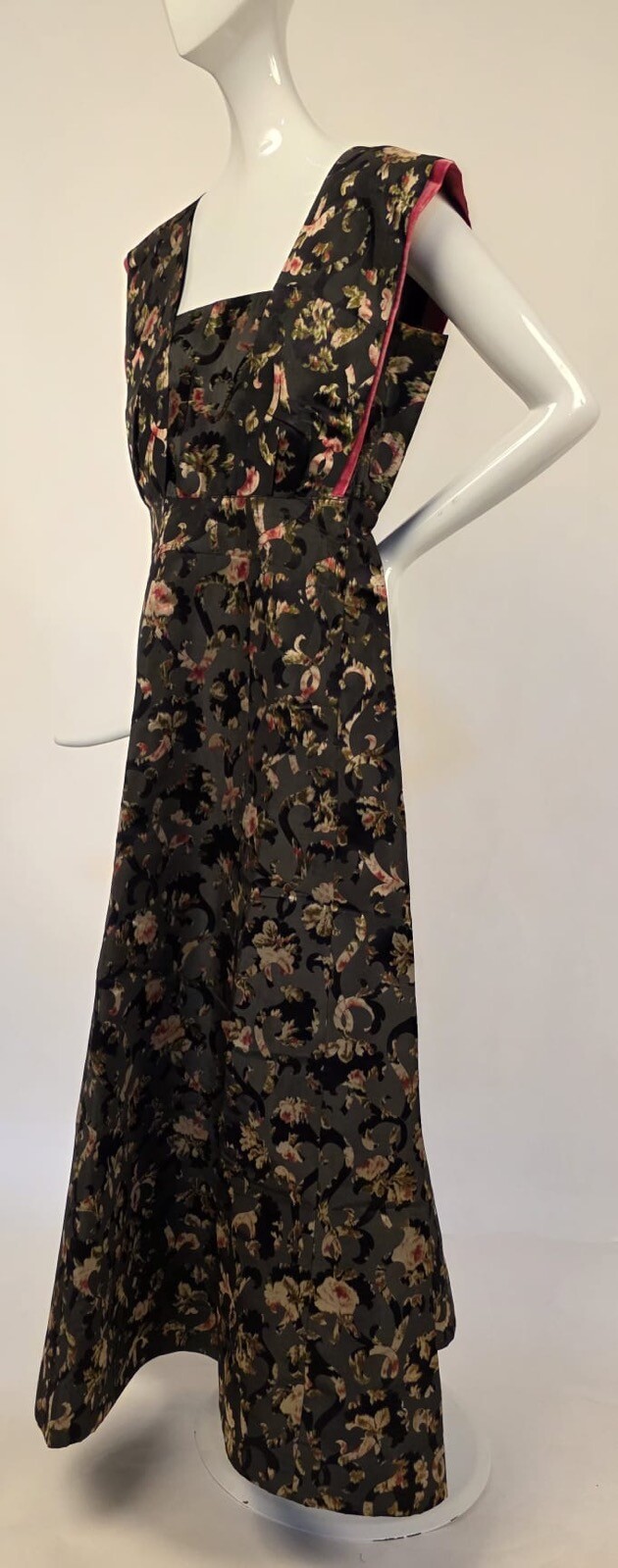 NEVER WORN PRISTINE EDWARDIAN FLORAL FRENCH SILK JACQUARD LONG DRESS