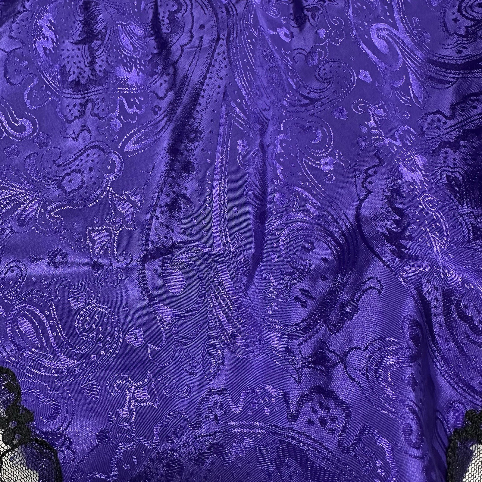 VTG Sedu’ Fine Lingerie Panty French Cut Shiny Paisley Royal Purple Lace Size S