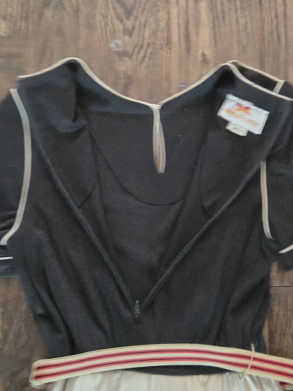 Vintage Newton Centre Dress Size 12 Black Ivory Colorblock Belted Midi Dress USA