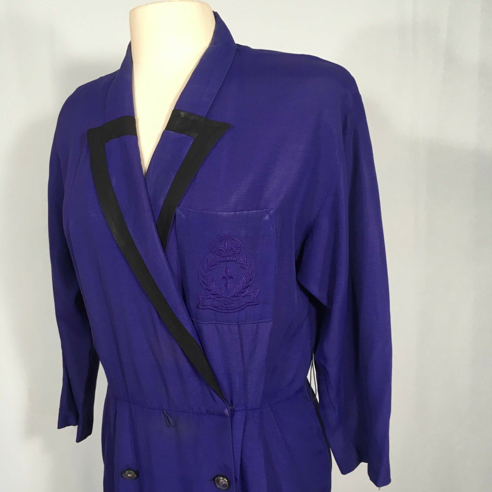 Jazz II Vintage 80’s Purple Shirtwaist Dress, size 8, Rayon Acetate, 42 bust