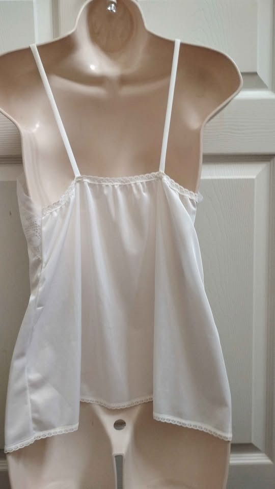 New Ashley Taylor White Slip Camisole Top Lace Trim V-Neck Medium