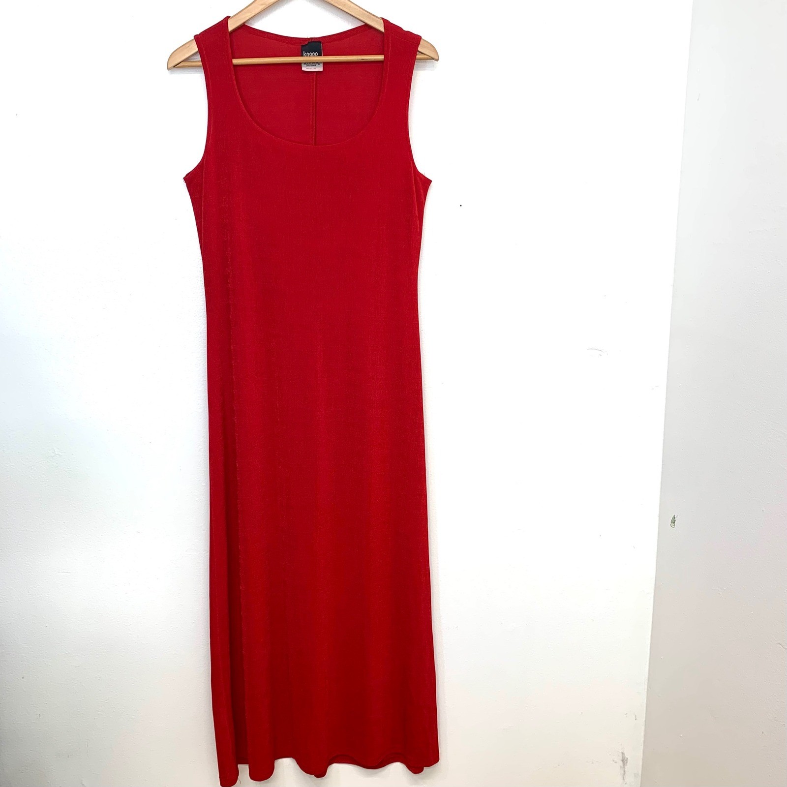 Knapp Studio Red Sleeveless Maxi Dress Scoop Neck 90s Vintage Knit Medium USA