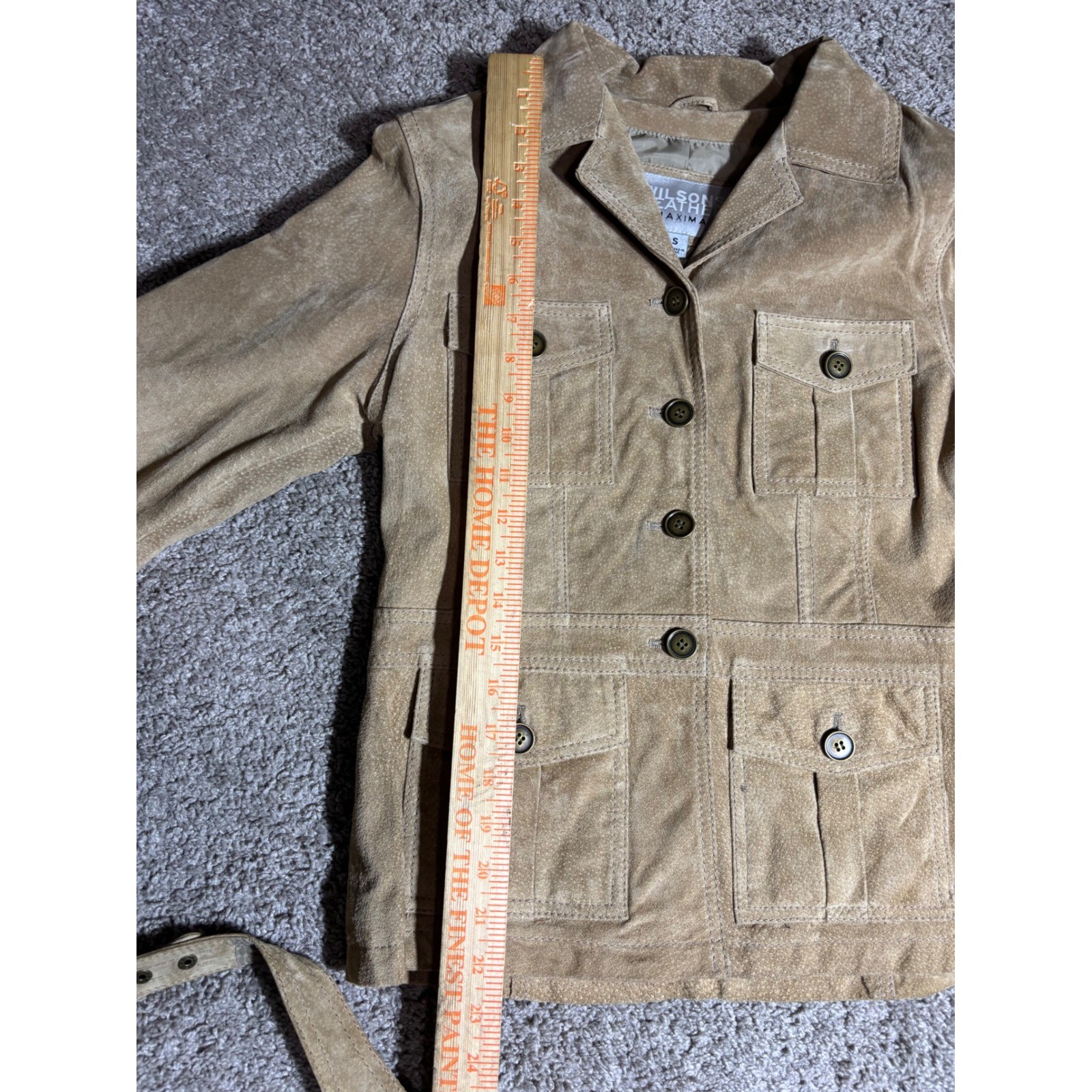 Wilsons Leather Maxima 3pc Suede Set Jacket Halter Vest Skirt Tan Tan S/4 Y2K