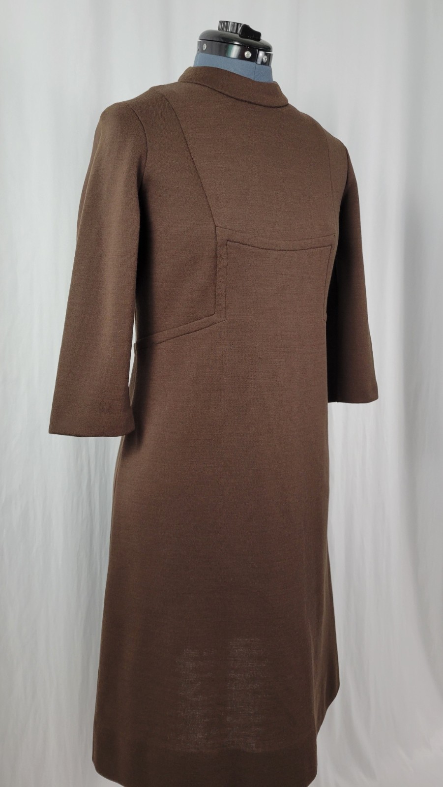 Vintage Puritan Forever Young Brown Sheath Dress w Paneled Bodice Size XS/S?