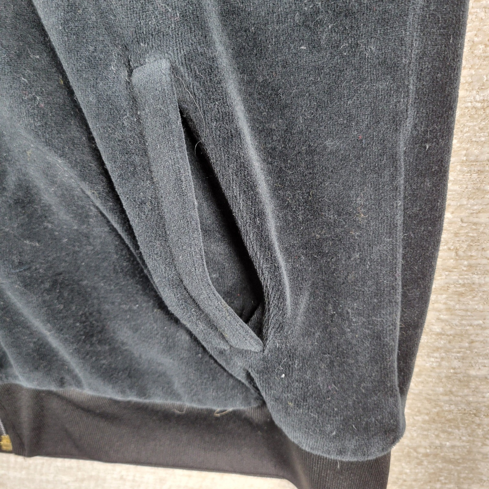 VTG Juicy Couture Velour Track Suit L Black Gold Bling Y2K Low Rise Hoodie Cozy
