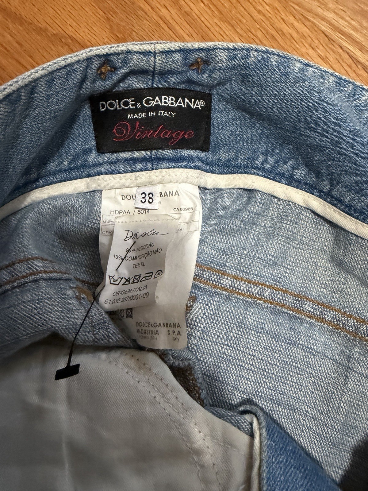 DOLCE GABBANA WOMEN 90’S VINTAGE EMBELLISHED DENIM JEANS PANTS RHINESTONES SZ 38