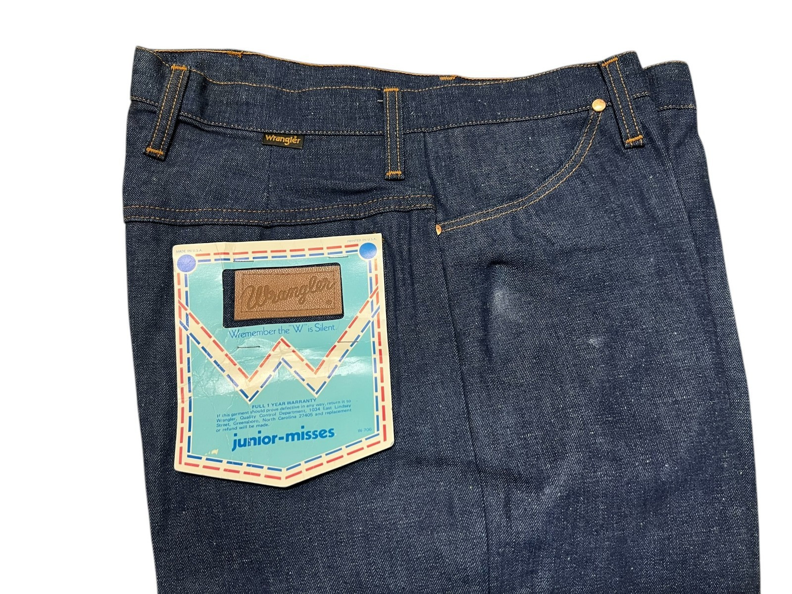 NOS VTG 70s Jr Miss WRANGLER JEANS Bell Bottoms Sz 18 XL HIGH WAIST DENIM Pants