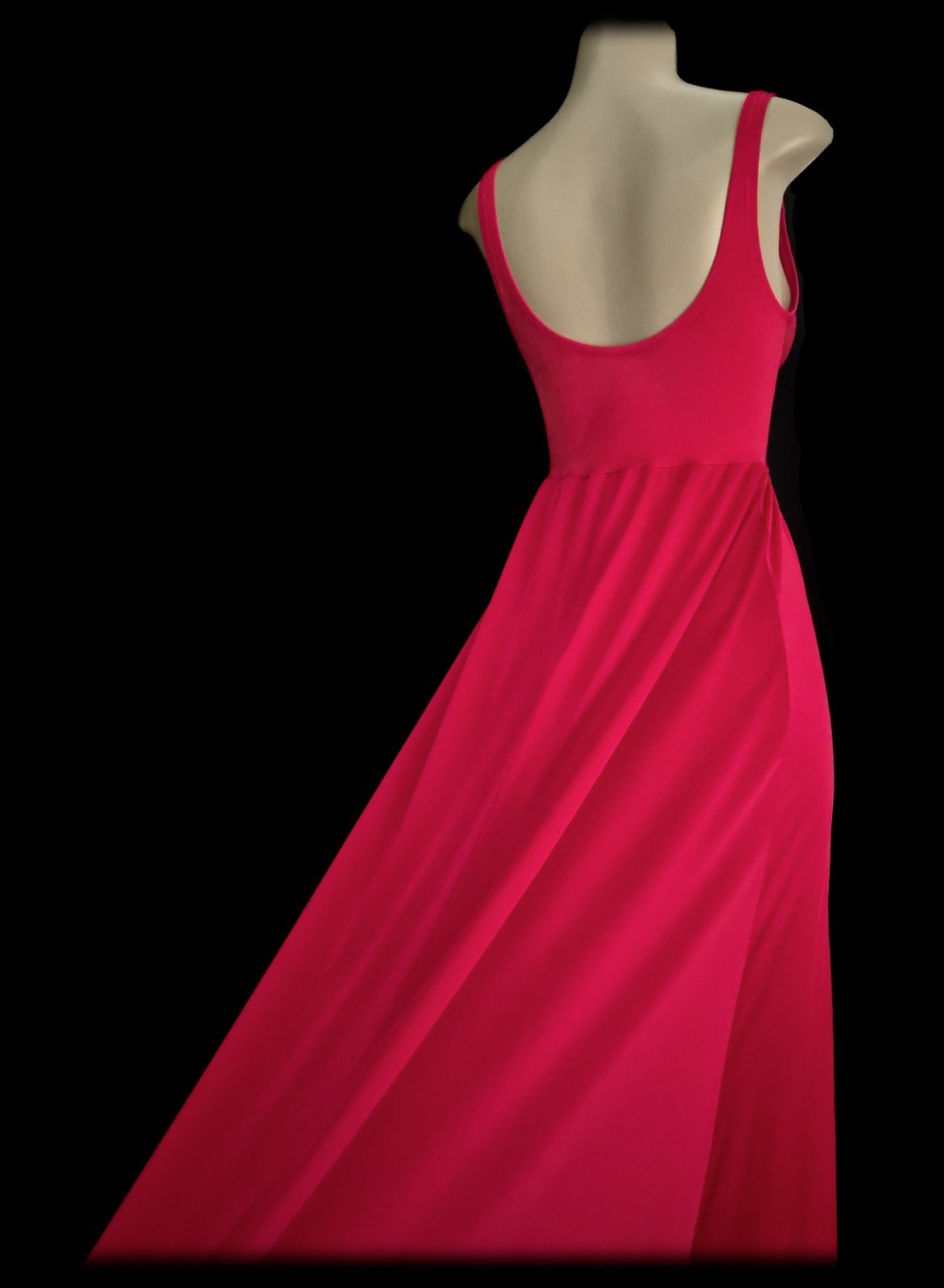 Vintage 80s OLGA Body Silk NYLON Nightgown SILKY Long Red GOWN Full Sweep LACE M