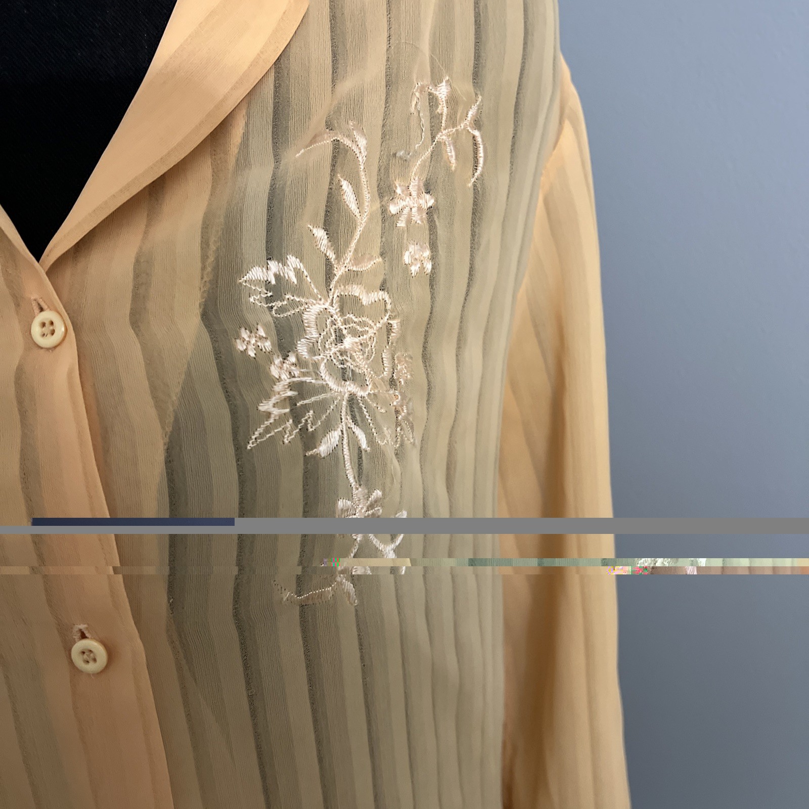 Vintage ︱80’s ︱Orange Blouse ︱Womens ︱Floral Embroidery ︱Juste Arrive︱Medium