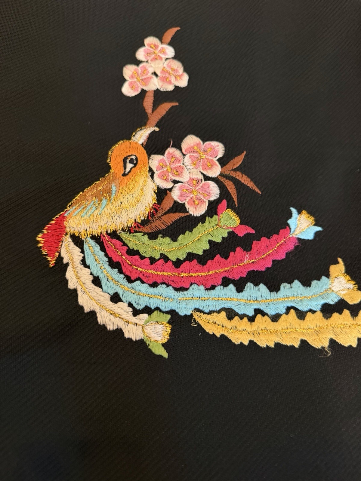 2 Vintage Handmade Embroidered Maxi Skirts Asian Bird & Cherry Blossom 24 Inches
