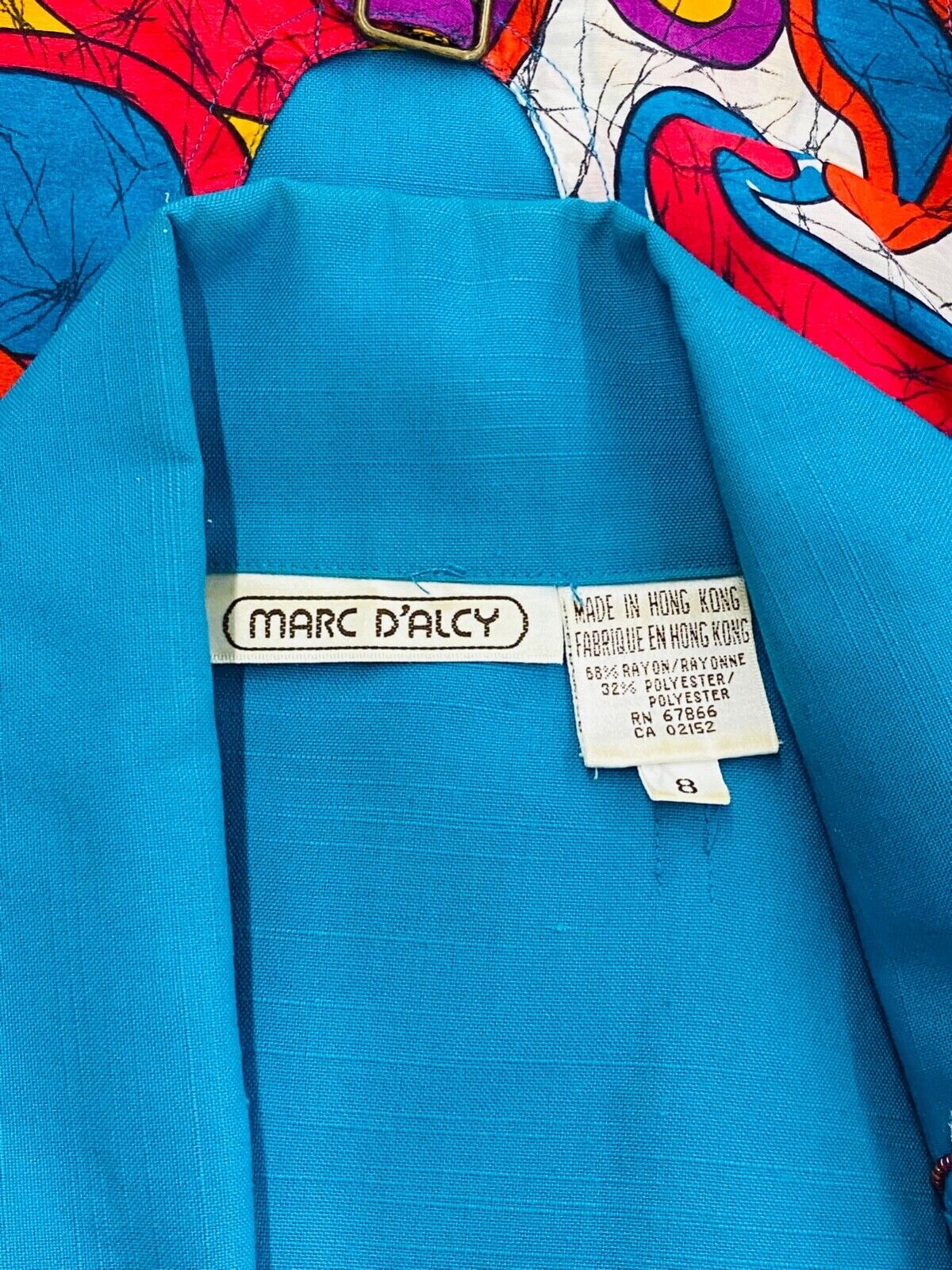 Vintage 1980s colorful crop jacket silk beaded teal oversized lantern sleeve top